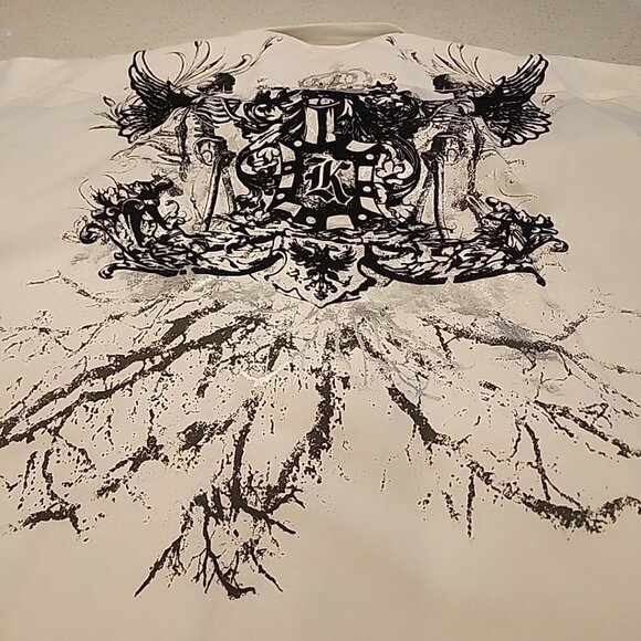 NWT Kani Gold Men's White Graphic Cross Button Front Shirt 4X Short Sleeve - Picture 6 of 8